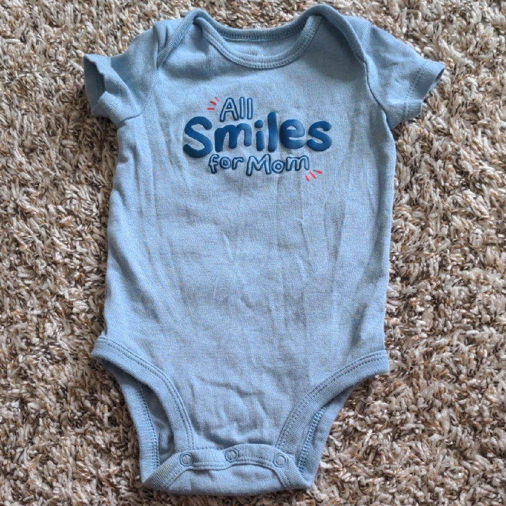 Bundle 3 items for $10. Blue Baby Onesie - All Smiles for Mom